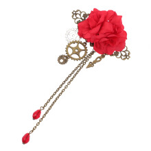 Lolita Red Flower Hair Clip Durable Polyester Alloy Hair Accessory
