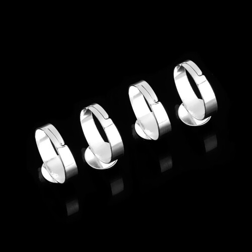 20Pcs Tom Justeringsbar Ring Med 10 Mm (Silver) 2