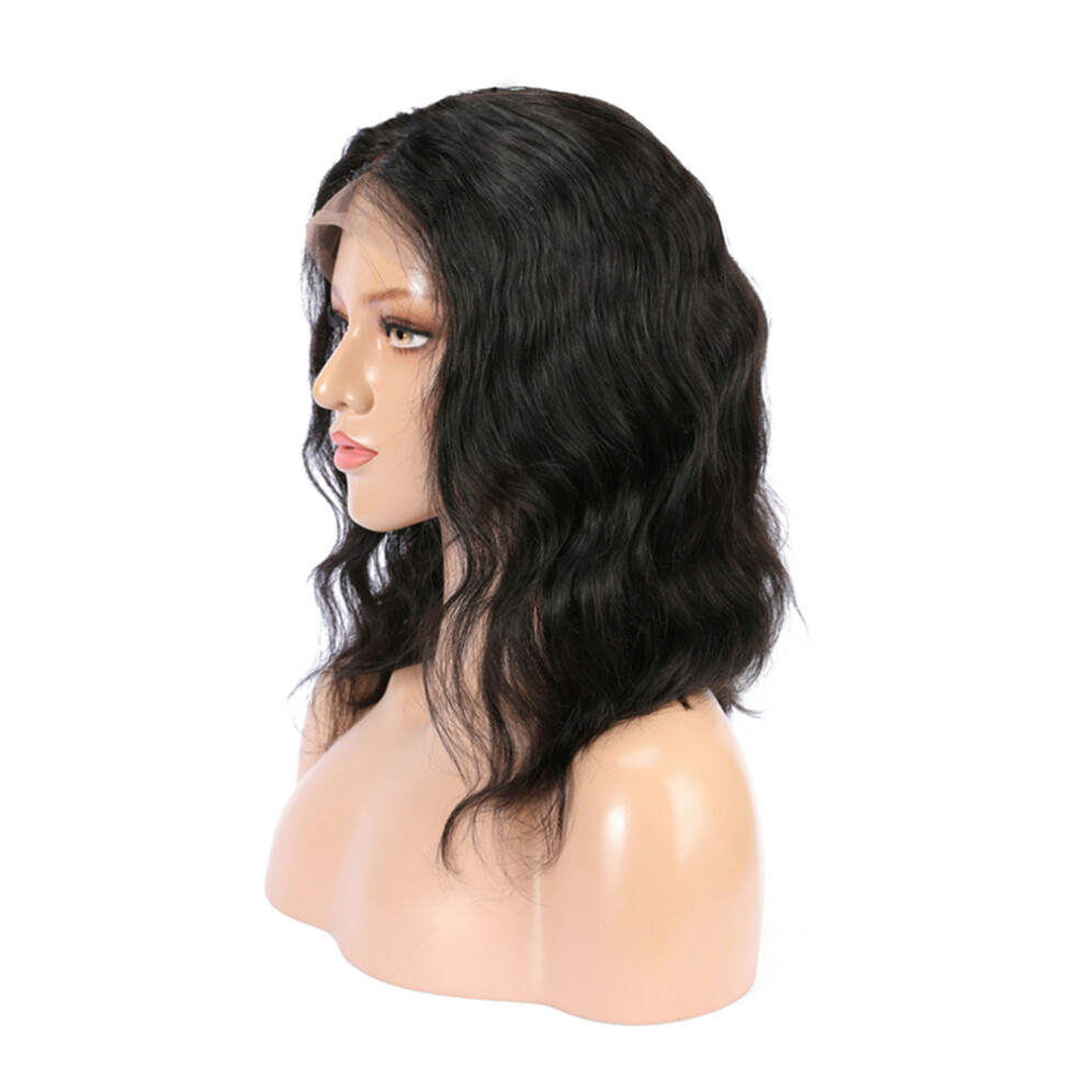 Happyyami Short Curly Women Wig Front Lace Hair Wig Elastic Net Wig Cover Black