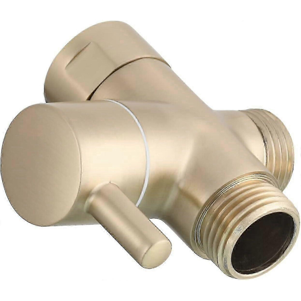 Kikidex (As Show, One Size) G1/2" 2-Way Brass Shower Diverter For Handheld Shower Head And Fixed Shower Head, Brushed Gold-Good
