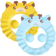 (As show, One size) Pack Adjustable Baby Shower Cap, Waterproof Protection, Shower Visor, Soft Earmuffs Hat for Infant Baby Care Random Color