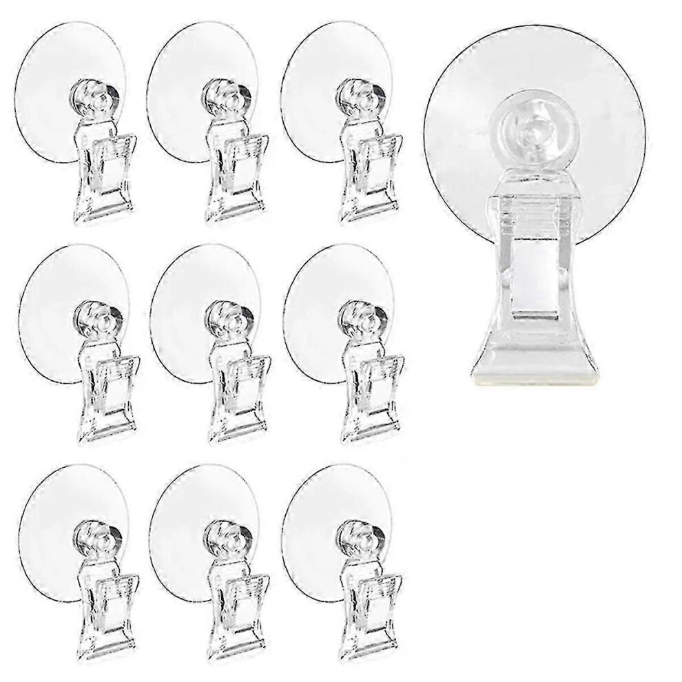 Kikidex (As Show, One Size) 10Pcs Suction Cup Clips Transparent Sucker Clamp Bathroom Window Glass Suction Cup With Clip For Advertising Display