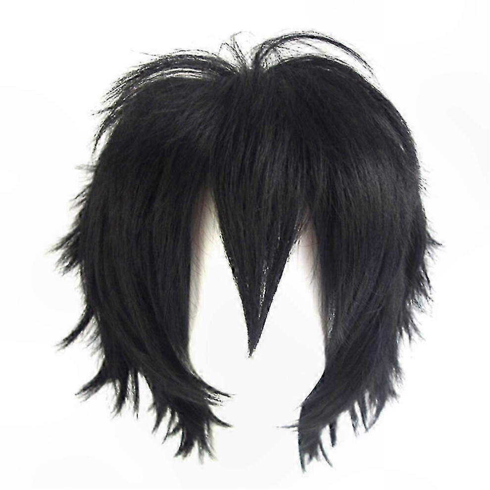Kikidex (As Show, Wine ) Short Spiky Laye Wig For Men Anime Cosplay Hairpiece Synthetic Halloween Costume Accessory Red