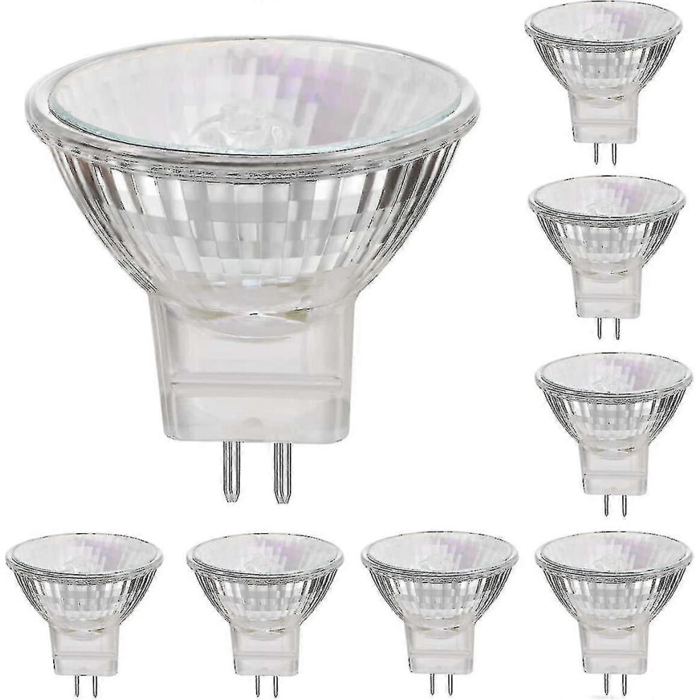 Kikidex (50W, Gu5.3-Mr 16) 12V 35W Halogen Lamps Gu4 Spot Base 2800K Warm Dimmable, Pack Of 8 White