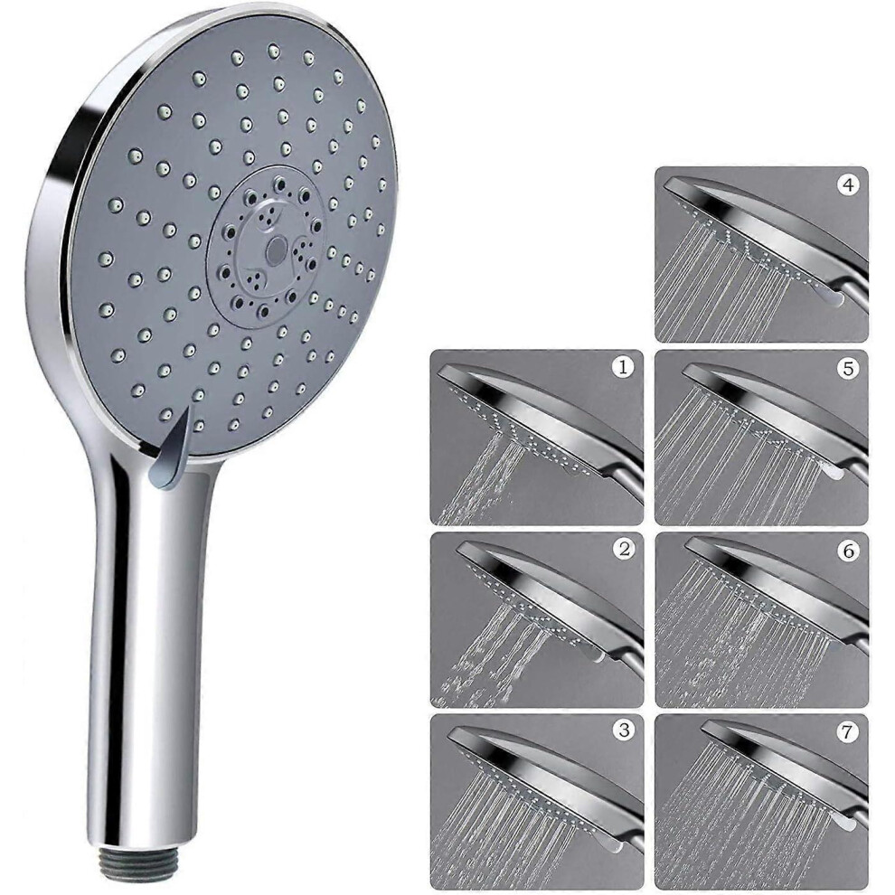 Kikidex (As Show, One Size) Hand Shower, 6" Large Panel High Pressure Shower Head, 7 Spray Modes Universal Massage Hand Shower, Chromed Abs