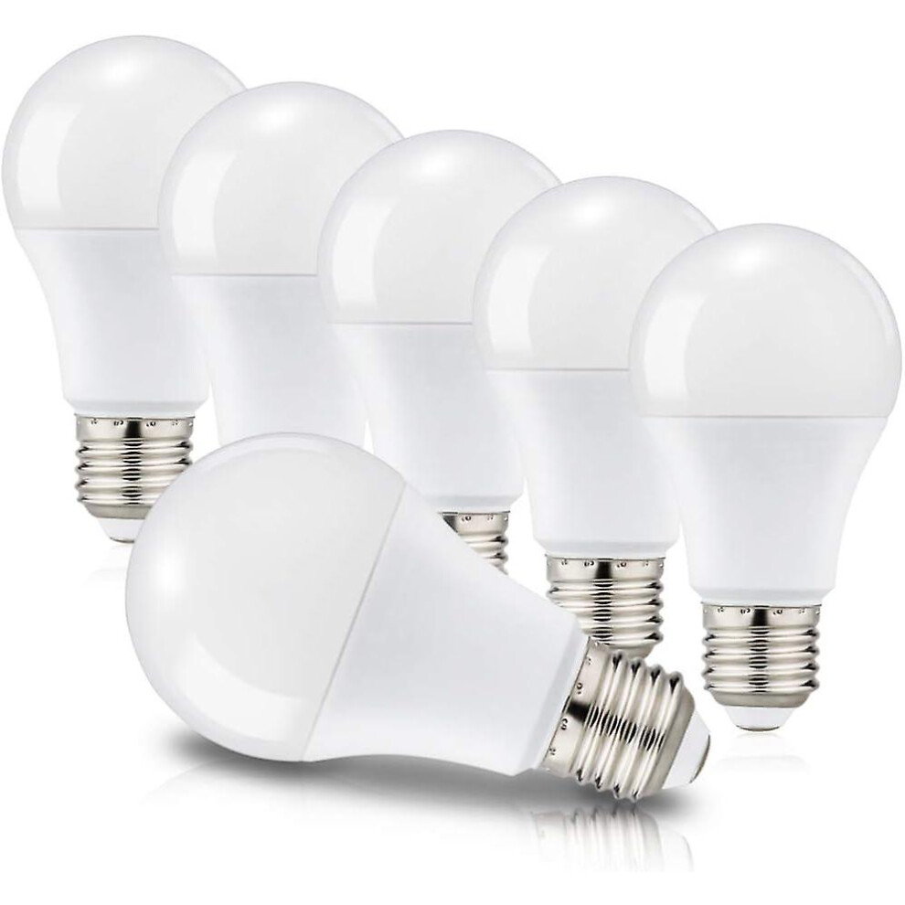Kikidex (As Show, One Size) E27 A60 12W Led Bulbs Equivalent To 100W, Edison Screw Base, 6000K Cool 1150 Lm, 220-240V, Pack Of 6, Non-Dimmable White