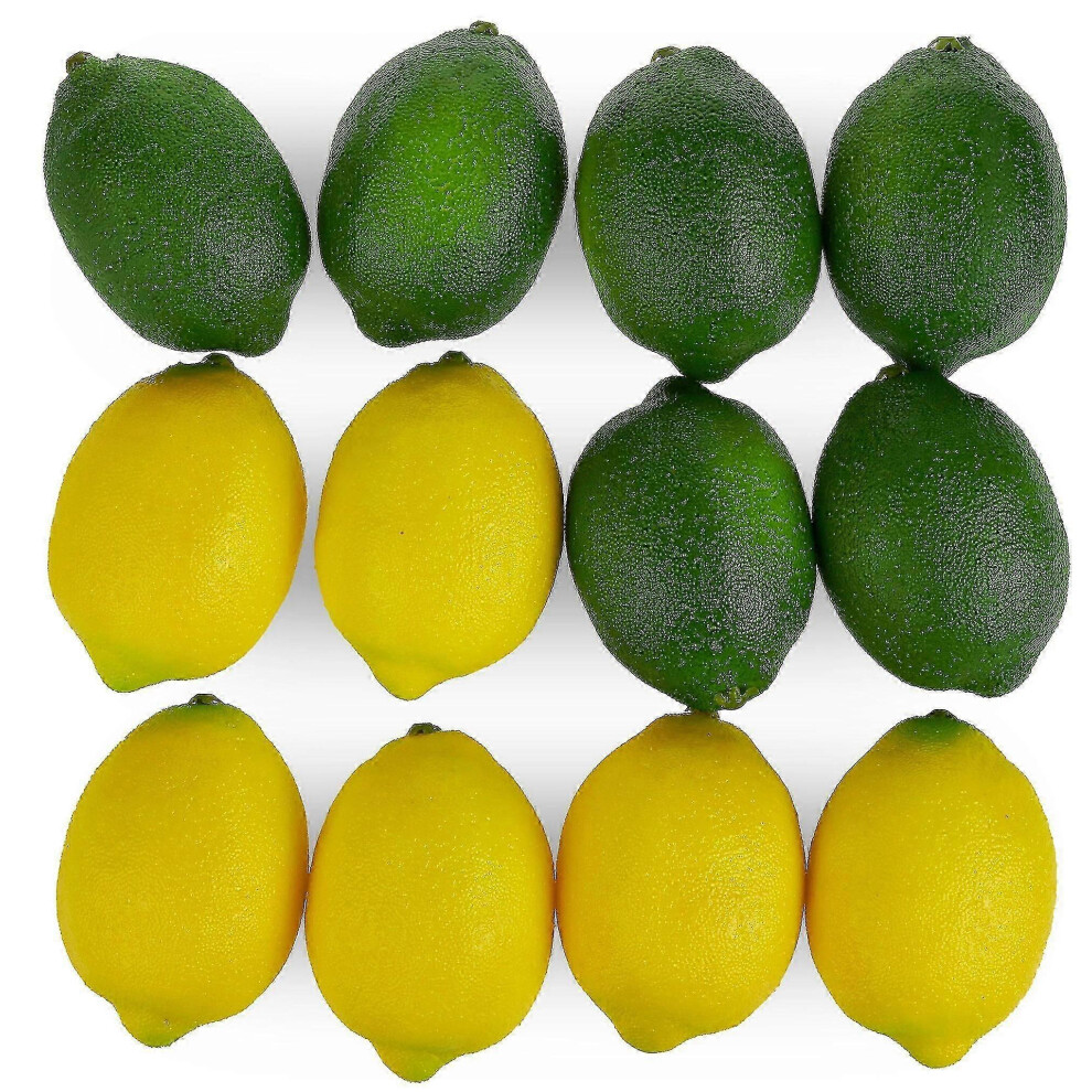 Kikidex (As Show, One Size) Large Artificial Lemons And Limes, Realistic Decorative Fake Prop Fruits - Set Of 12