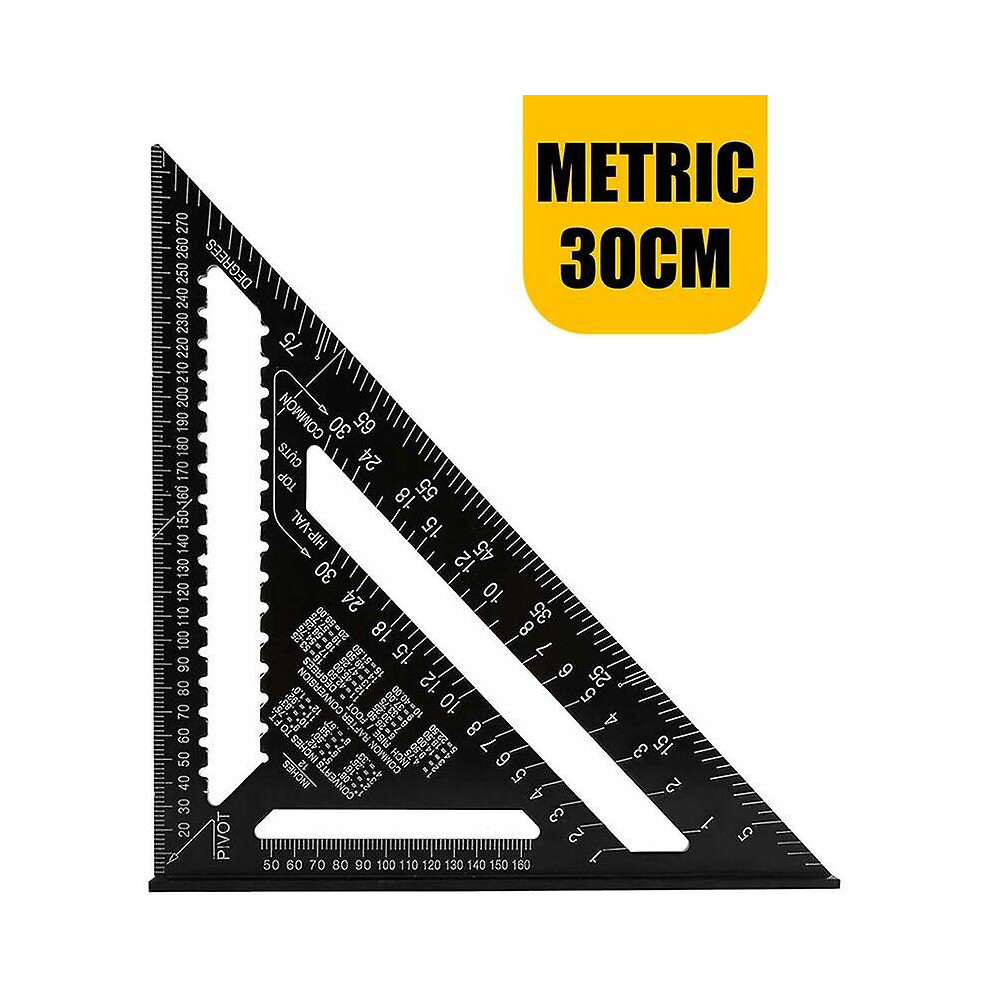 Kikidex (As Show, One Size) 30Cm Metric Professional Triangle Protractor Aluminum Alloy Triangle Ruler Stop Angle Measuring Tool