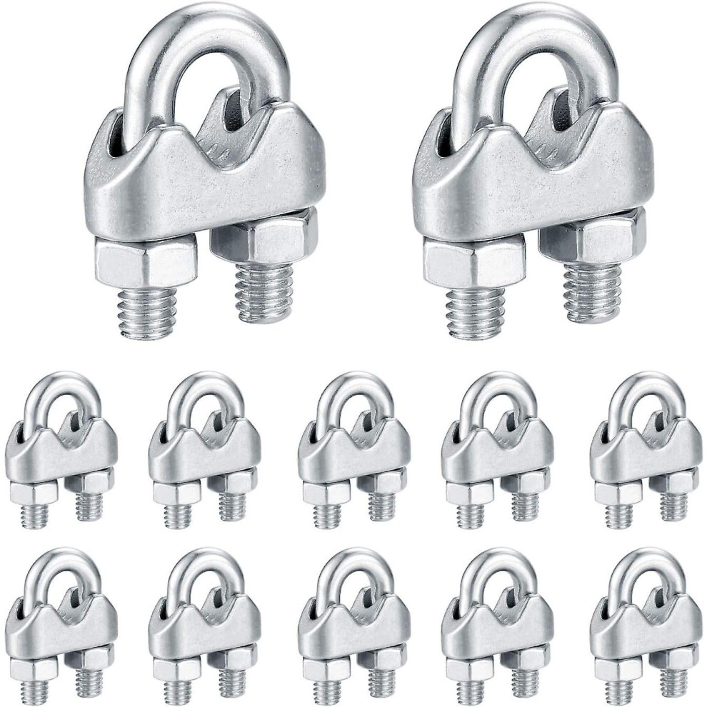 Kikidex (As Show, One Size) M6 Cable Ties, Stainless Steel Wire Cable Ties, Cable U-Bolt Clip, For Connecting Visor Clothesline - 12Pcs
