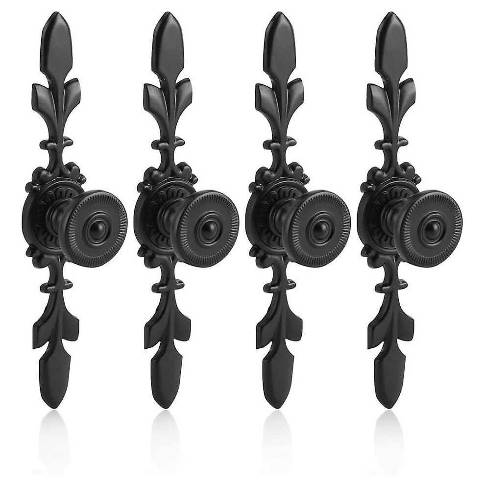 Kikidex (As Show, One Size) Furniture Knobs And Handles,4Pcs Drawer Handles Vintage Style Zinc Alloy Knob With Screws Home Decoration(Black) Black