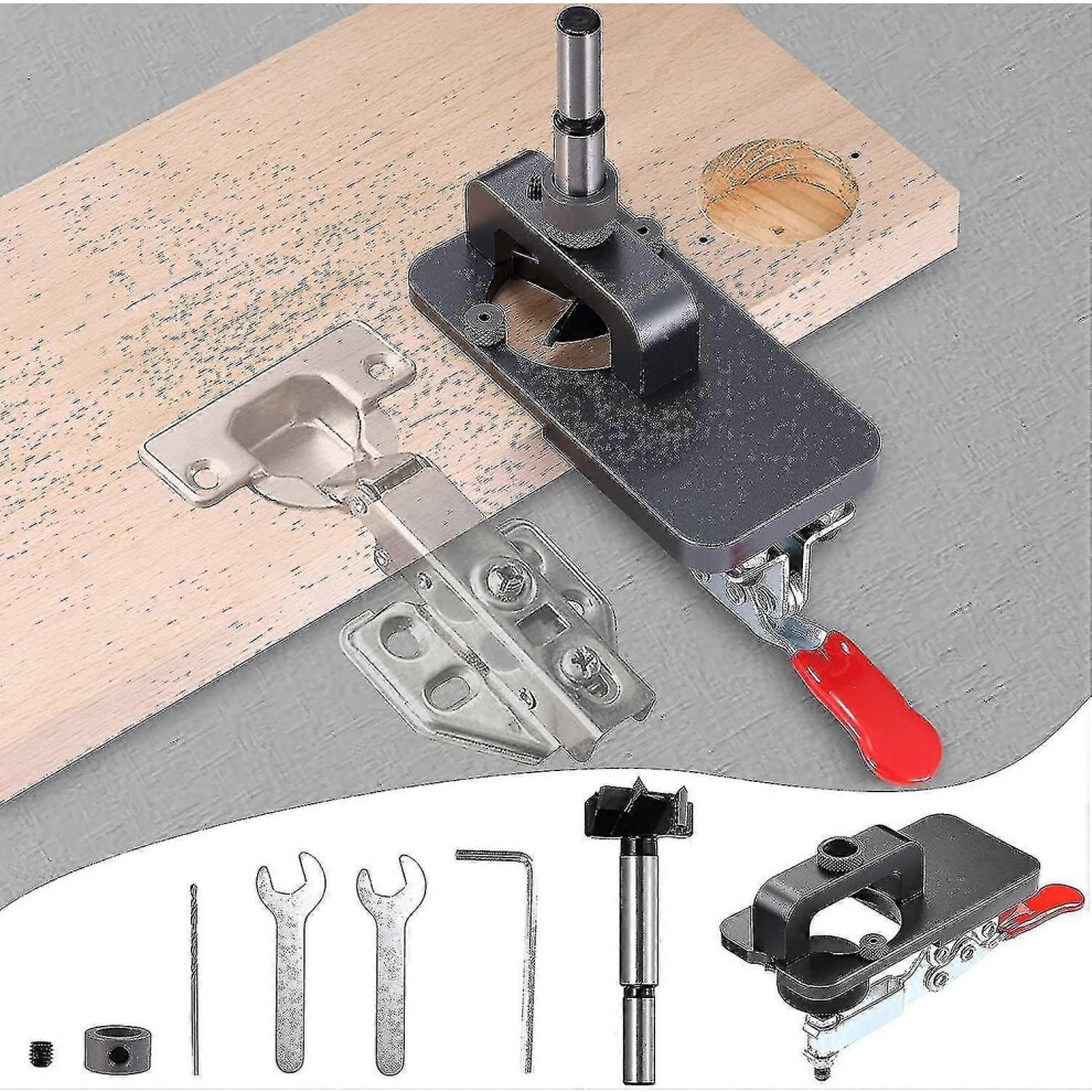 Kikidex (As Show, One Size) Hinge Jig 35Mm Hole Opener, 35Mm Cabinet Hinge Jig Drilling Hole