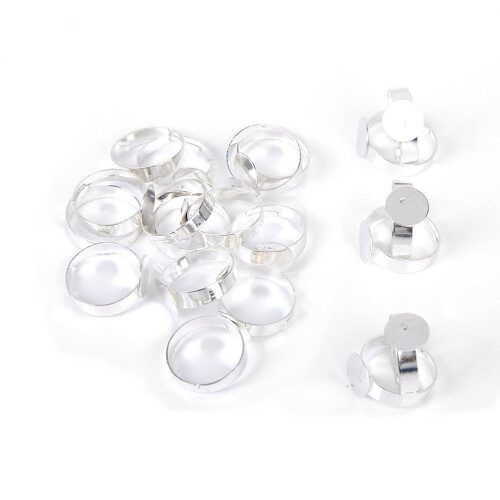 20Pcs Tom Justeringsbar Ring Med 10 Mm (Silver)