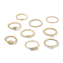 1Set Stijlvolle Gouden Tail Rings Met Kunstparel En Dames