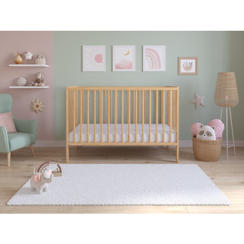 Asher Cot Bed 120x60cm with Mattress (Natural Pine) 1