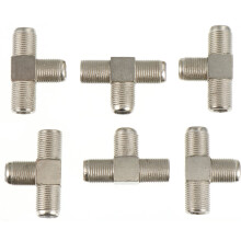 10Pcs F- 3-Vägs Fördelare Till 2 Adapter Silver
