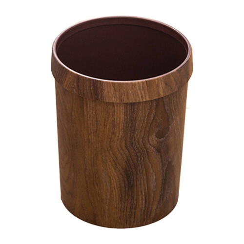 1Pc Light Brown Plastic Retro Trash Can for Home Kitchen Living Room
