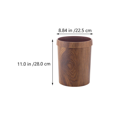 1Pc Light Brown Plastic Retro Trash Can for Home Kitchen Living Room 1
