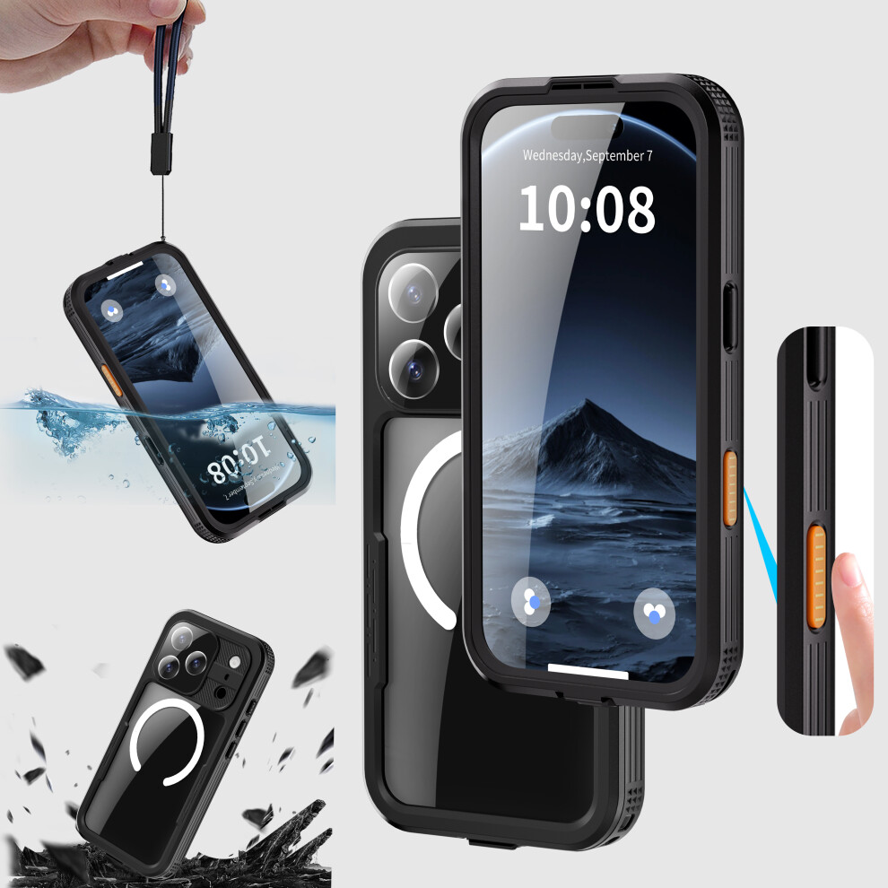 For Iphone 17 Pro 360Â° Full Body Waterproof Phone Case Black 5061060502793