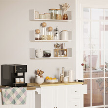 HOMCOM Set of 3 Wooden Floating Shelves Wall Mount CD Storage White