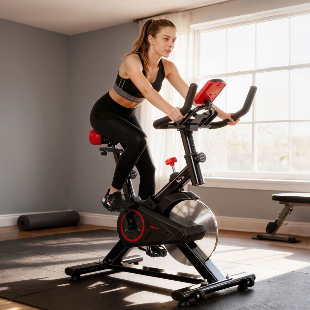 Homcom Indoor Exercise Bike With Adjustable Height, Resistance