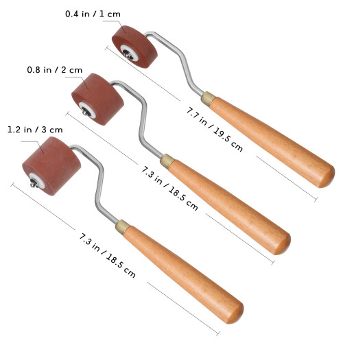 3St Gummirullar Målarborste Grafikrullar 1Cm 2Cm 3Cm 2
