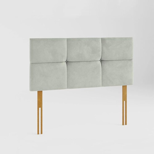 (Single Grey)3ft Plush Velvet Lined & Buttoned Headboard
