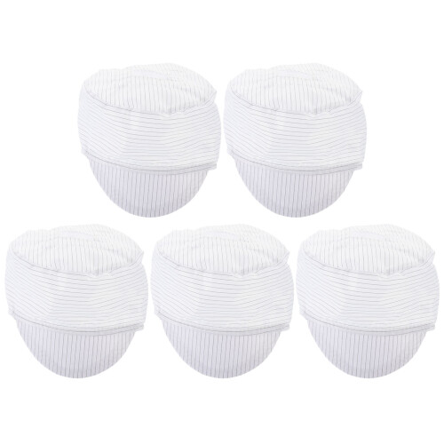 5Pcs Anti-Statisk Andningsbar Workshopsmössa För Cleanroom (Vit) 1