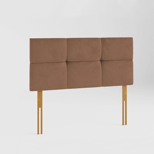 (Single Brown)3ft Plush Velvet Lined & Buttoned Headboard