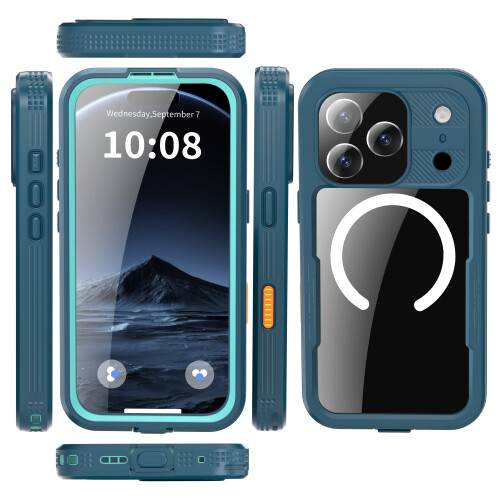 For iPhone 17 Pro 360° Full Body Waterproof phone Case Blue