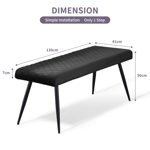 AINPECCA (Velvet Black) Dining Room Bench Long SeatingChair 2