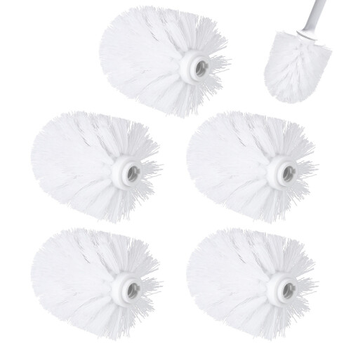 5Pcs Utbytesrunda Plasttoalettborstshuvuden Badrumsborstrenslare Vit