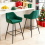 (Green) Bar Stools X2 Velvet Bar Stools Breakfast Chairs 1
