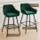 (Green) Bar Stools X2 Velvet Bar Stools Breakfast Chairs 5