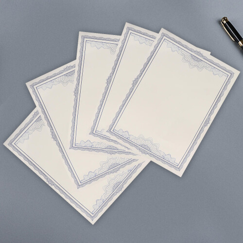 1 Set 5 Blank A4 Intygspapper Blå Kant Papperkärna 2