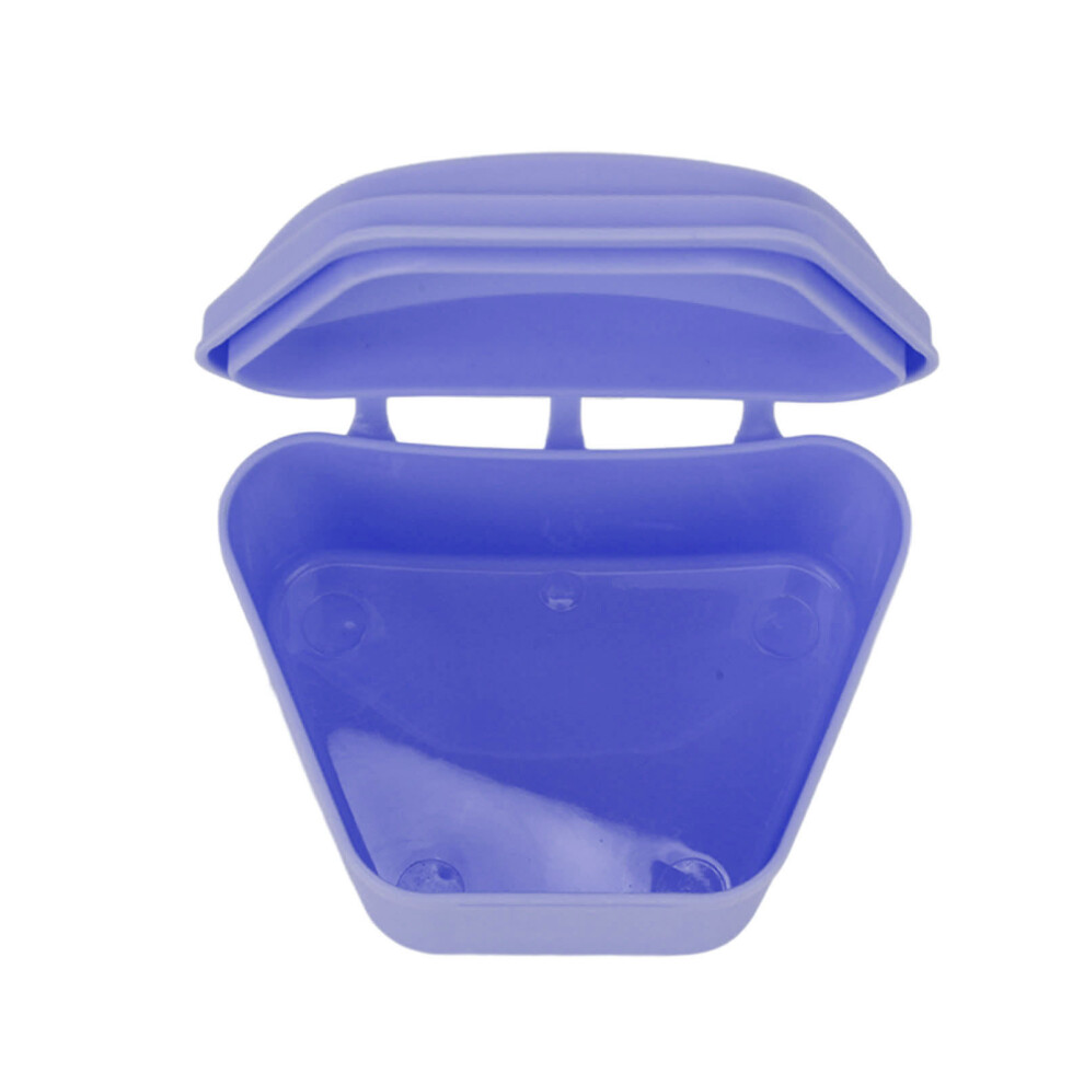 Purple Travel Portable Orthodontic Retainer Case Trapezoid Denture Storage Box