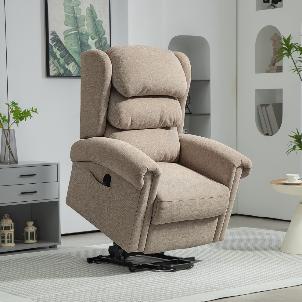 Homcom Power Lift Recliner Chair For Elderly With Remote Control, Khaki