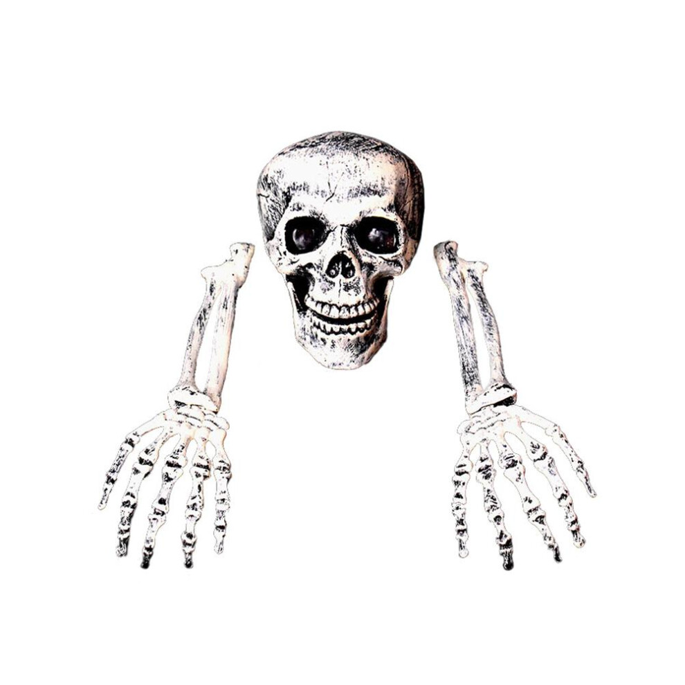 Glowing Skeleton Head with Hands Decor, 13.5x18.5cm Yard Halloween Prop-image-OPC-PMJ9PDX-NEW