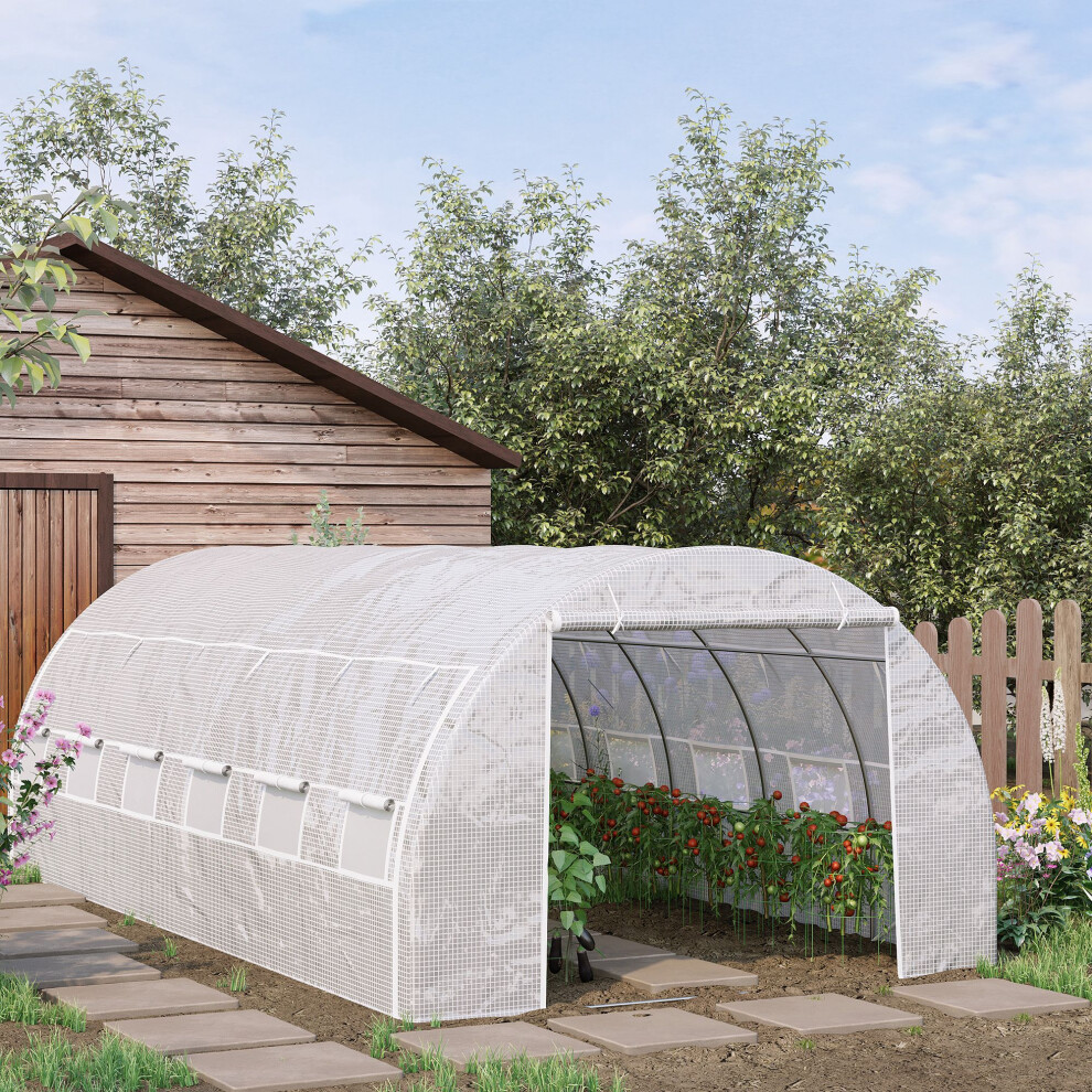 Outsunny 6 X 3 X 2 M Polytunnel Greenhouse Pollytunnel Tent W/ Steel Frame White
