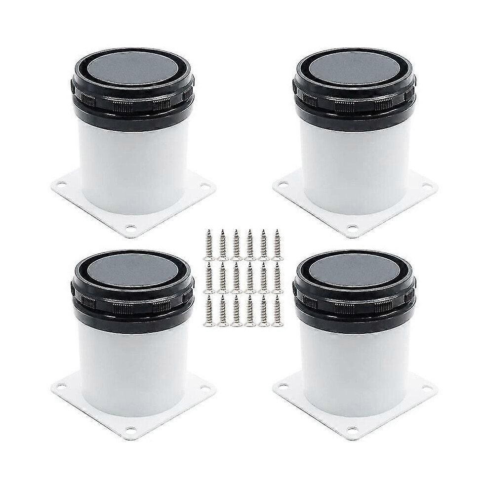 Kikidex (As Show, One Size) Set Of 4 Adjustable Stainless Steel Furniture Legs With Screws - White, 5Cm Height