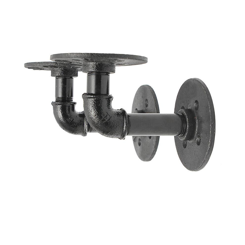 Kikidex (As Show, One Size) 2Pcs Industrial Steel Pipe Shelf Brackets Black
