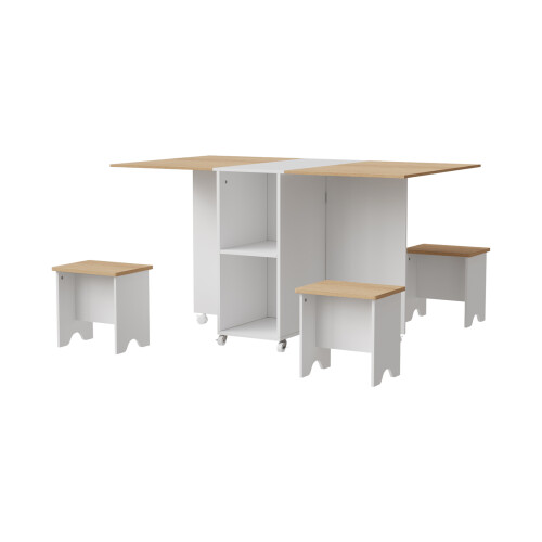 Living And Home Drop Leaf Dining Table Set with 4 Stools 2