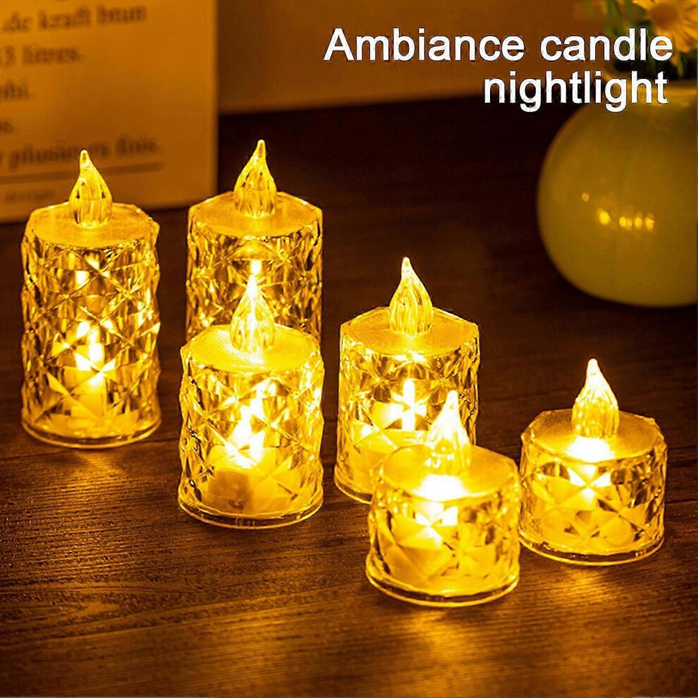 Kikidex (As Show, M) 4Pcs Crystal Flameless Candle S Led Tea Candles Battery-Operated Twinkling Fake Candles For Weddings Home Decor Light