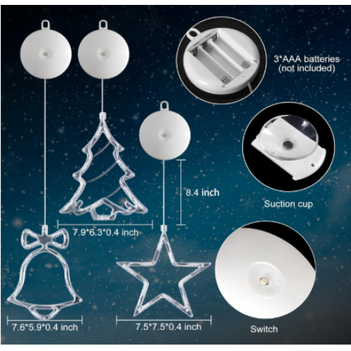 3Pcs Christmas Window Lights Decorations, Battery Powered 1