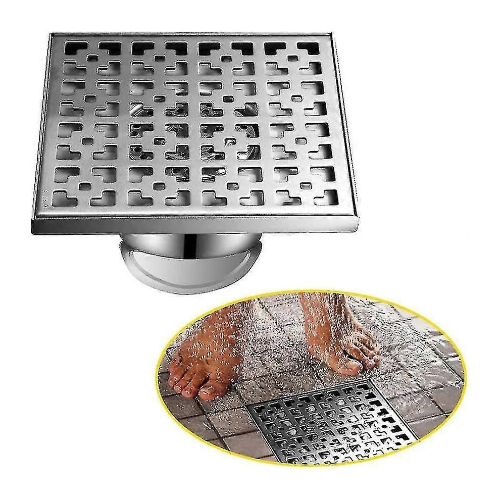 Kikidex (As Show, One Size) 20*20Cm Outdoor Floor Drain, Floor Drain And Shower Drain, Drain Floor Drain, Siphon With Fragrance Stopper And Hair Strainer