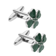 Två Gröna Blad Cufflinks I Legering För