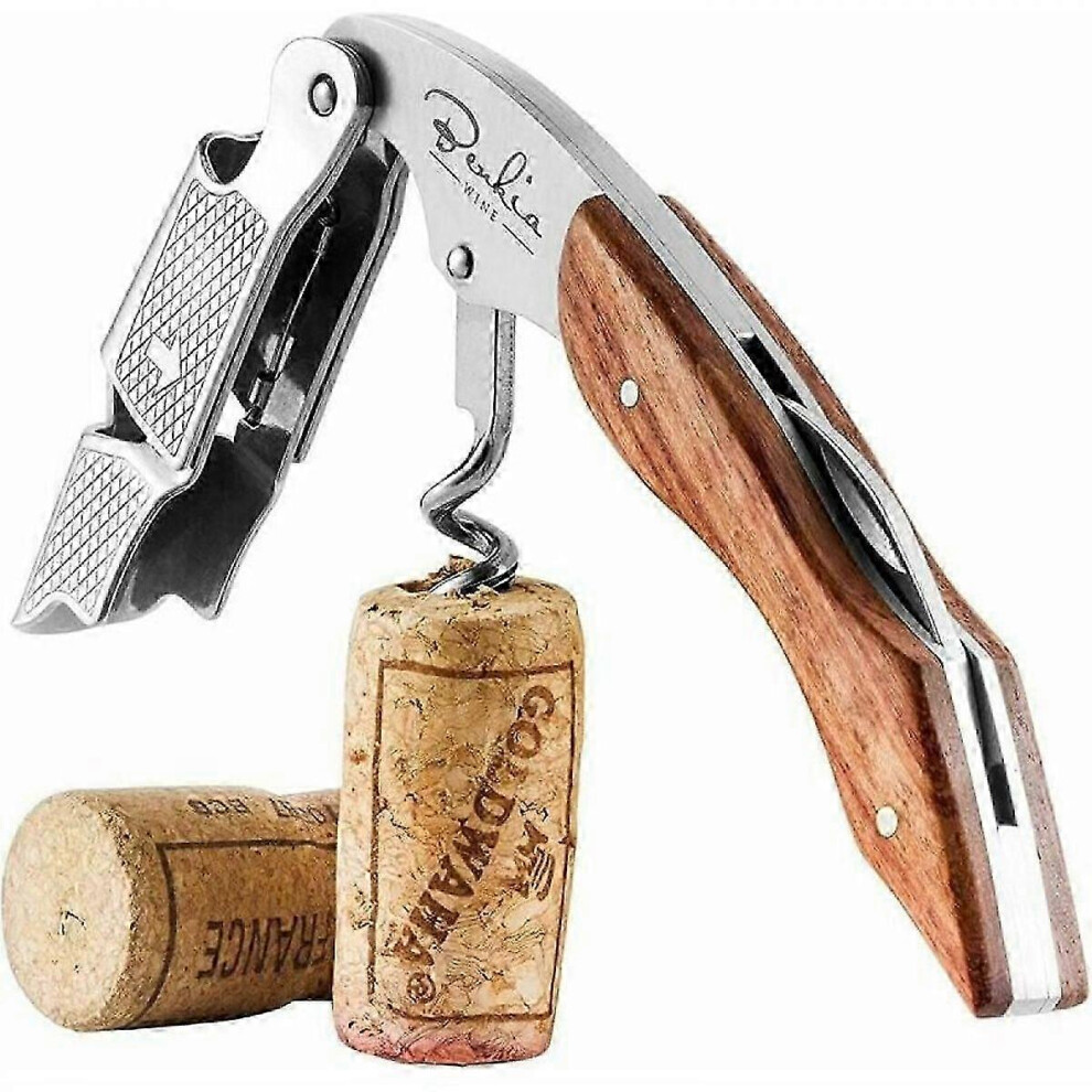 Kikidex (As Show, One Size) Wooden Sommelier Knife - Stainless Steel Bottle Opener, With Bottle Opener And Capsule Cutter