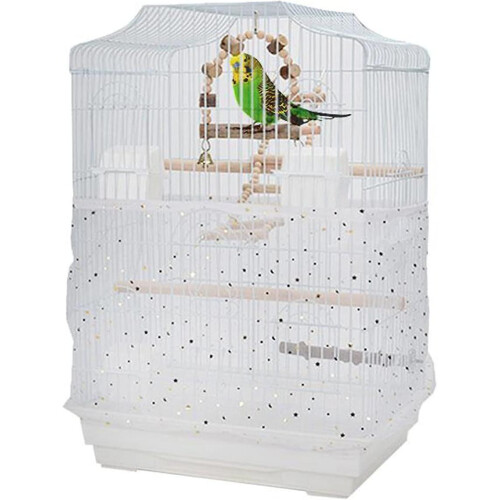 (As show, One size) Bird Cage Cover Adjustable Nylon Mesh Netting Universal Protective Netting White
