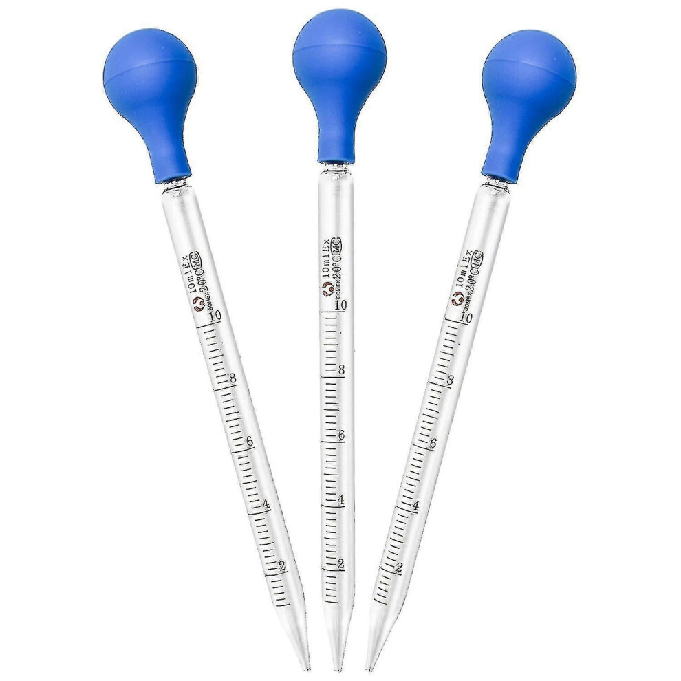 Kikidex (As Show, One Size) 3 Pieces Glass Pipettes, For Pharmacy, Perfume, Laboratory, Hospital, Chemistry