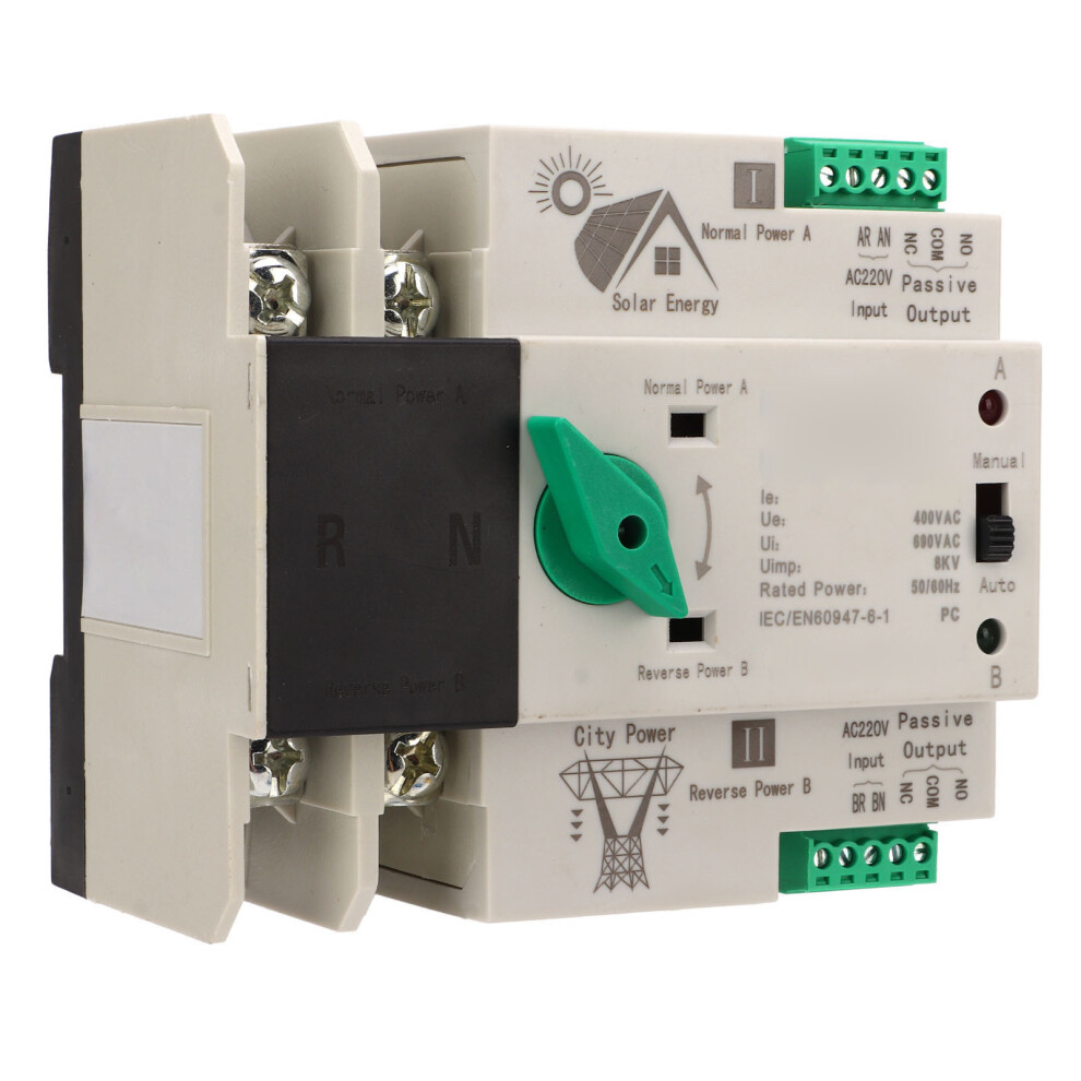 Dual Power Automatic Transfer Switch 2P 100A Fast Circuit Controller Ac220v 4611356720410