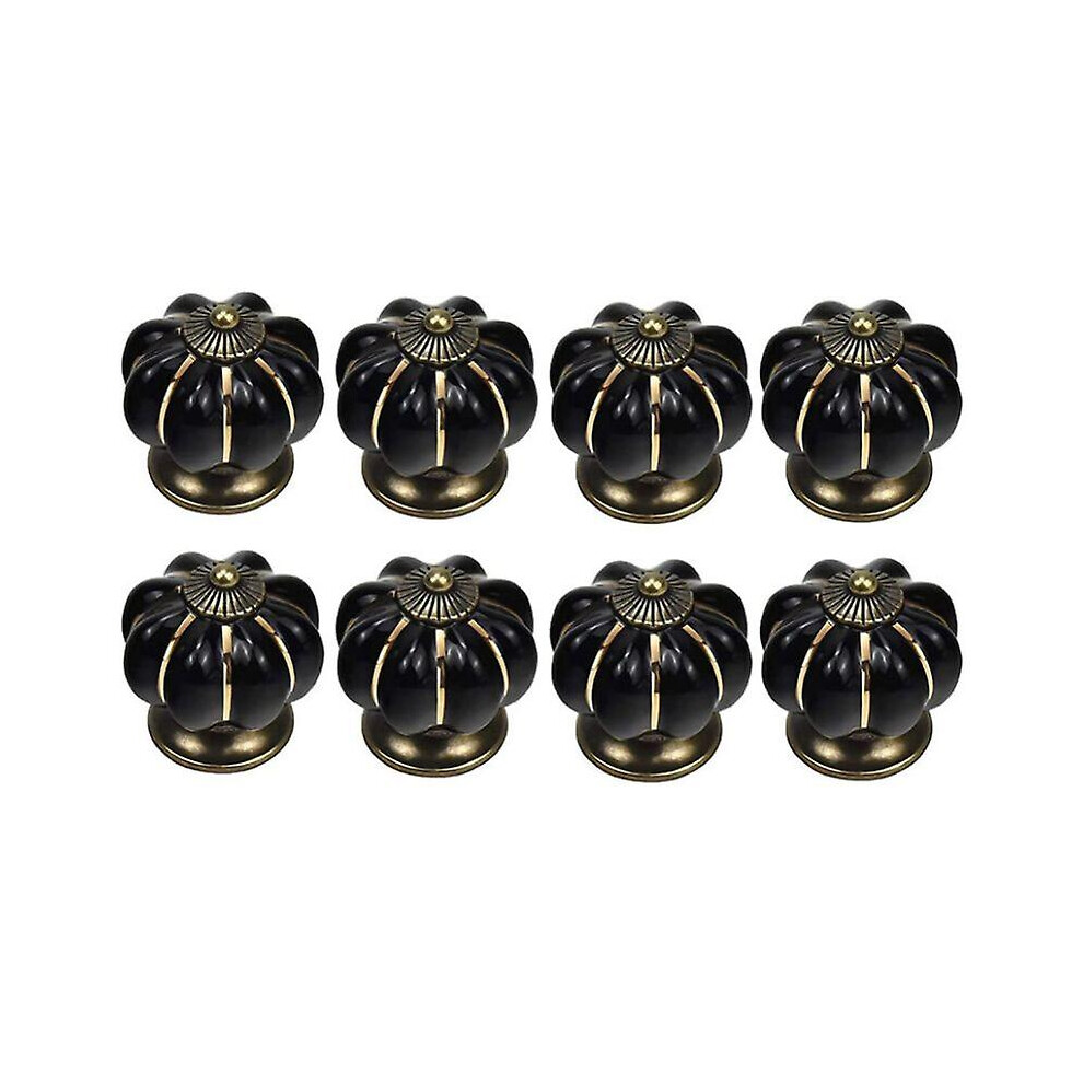 Kikidex (As Show, One Size) Promotion 8 X Ceramic Drawer Knobs Pumpkin Shape Furniture Knob For Kitchen Drawers And Cupboards (Black) Black